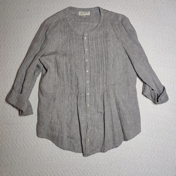 NOT FOR SALE Jones New York 100% linen Top & Pants Suit Set Gray Size XL - Picture 1 of 14